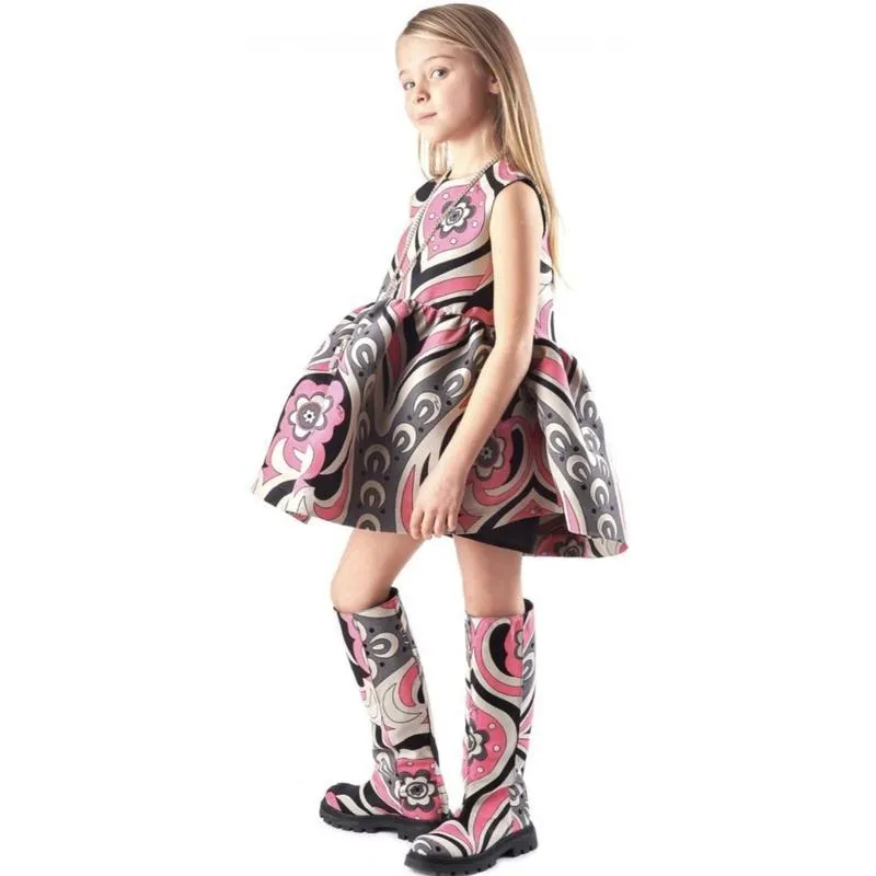 Girls Pink & Grey Twill Dress