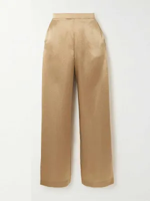 Gold fischio duchesse-satin straight-leg pants