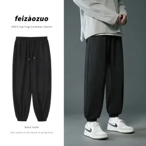 Gray weaponi male trend autumn wide leg pants straight loose casual pants sports pants