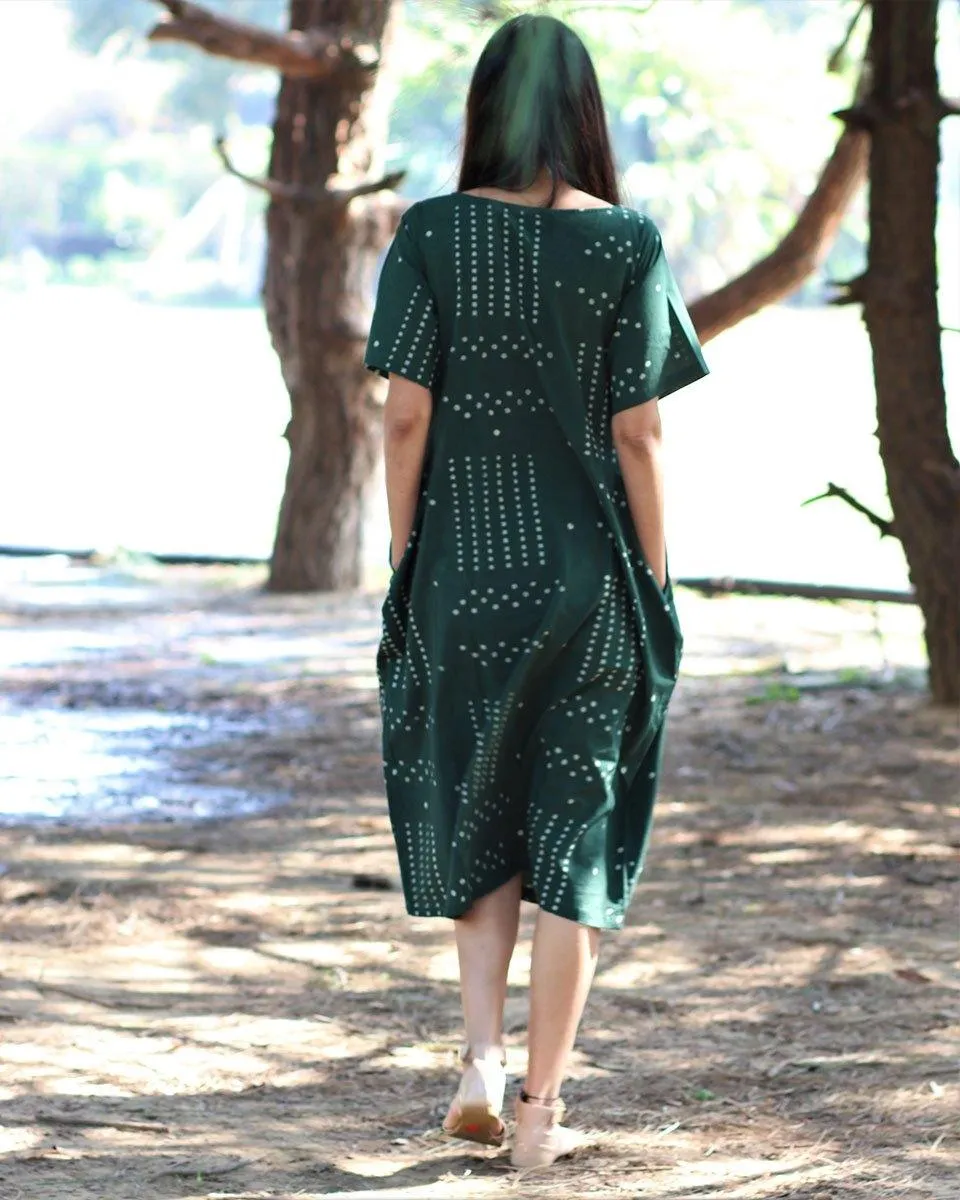 Green Blockprinted Cotton Dress