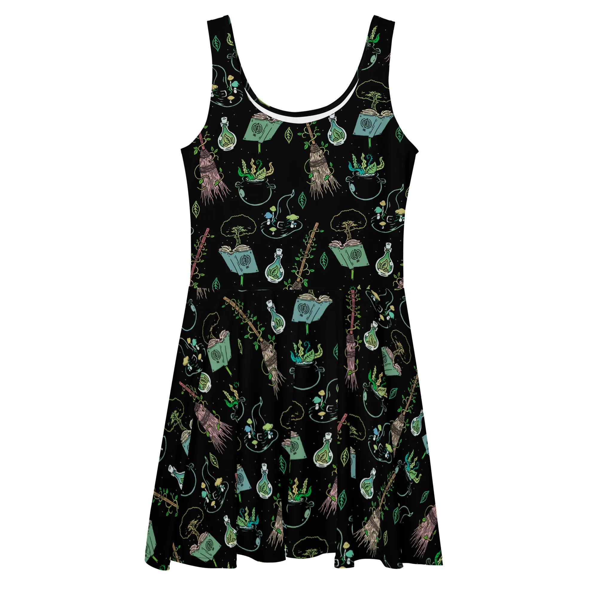 Green Witch Skater Dress