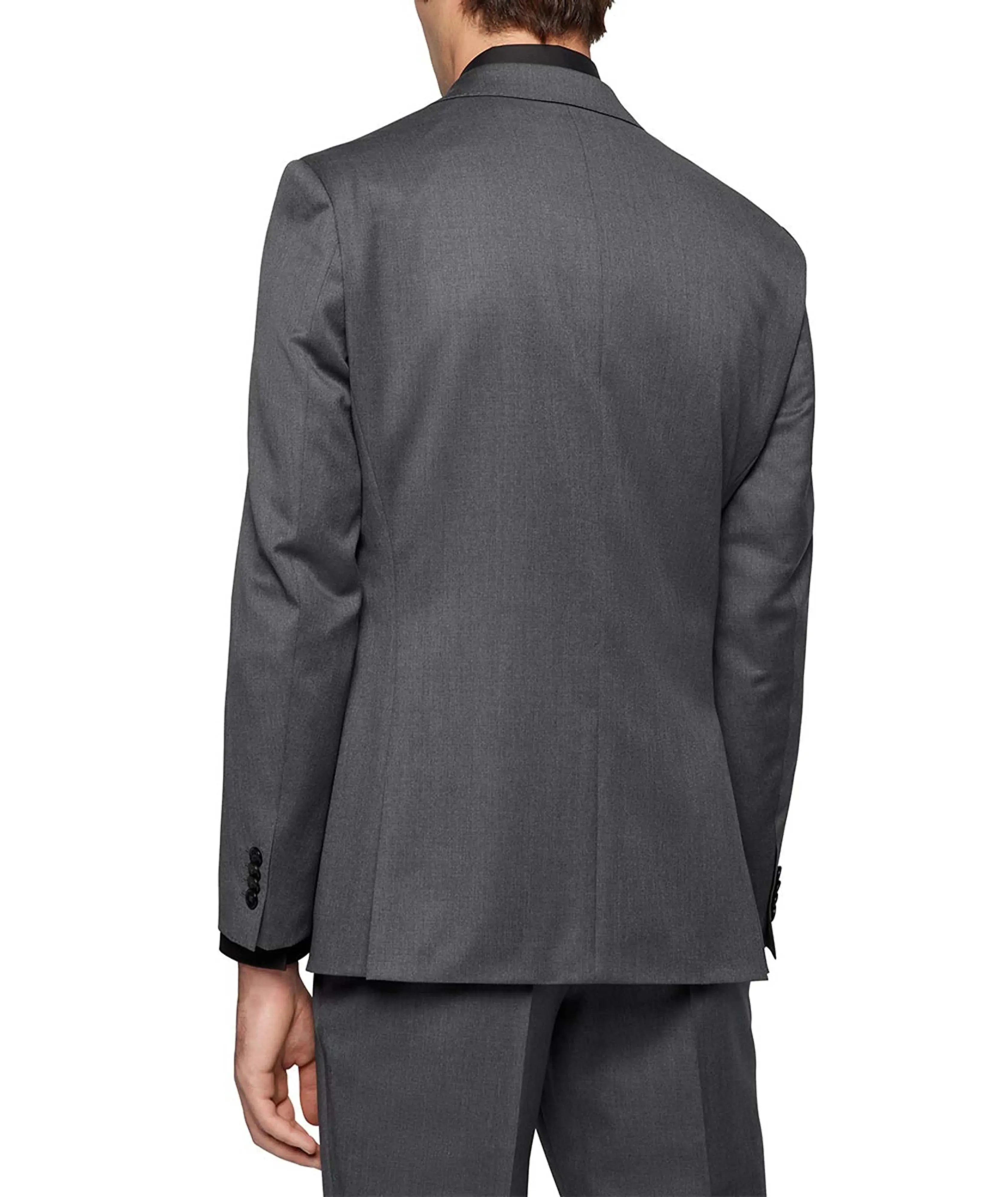 Grey 2 Pieces Business Casual Notch Lapel Slim Fit Men's Suit (Blazer Pants)