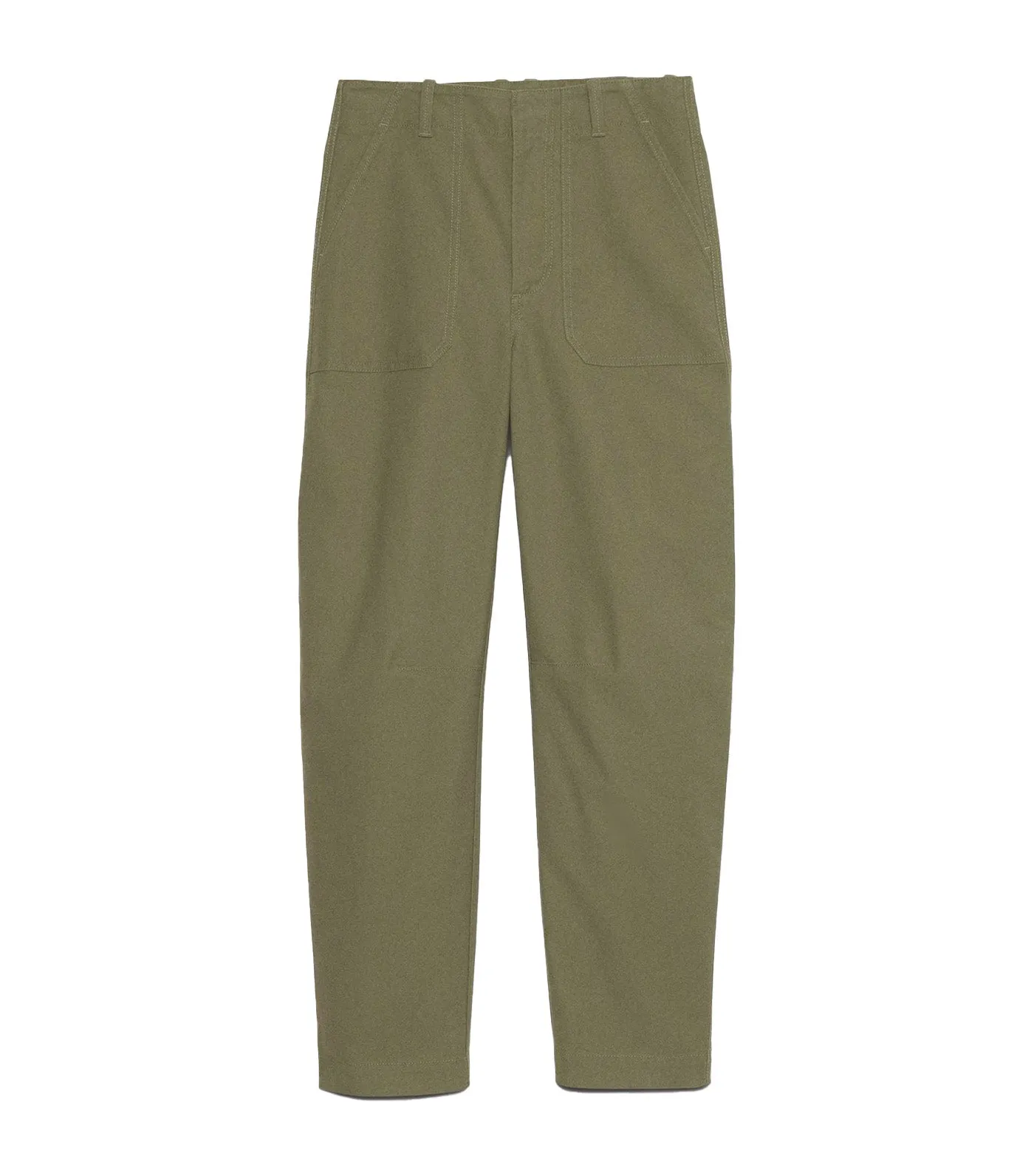 High-Rise Slim Barrel Utility Cropped Chino Green