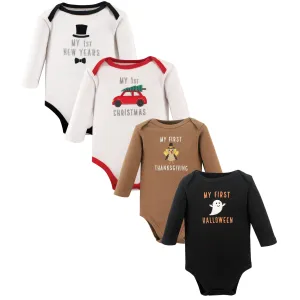 Hudson Baby Cotton Long-Sleeve Bodysuits, Boy Holiday