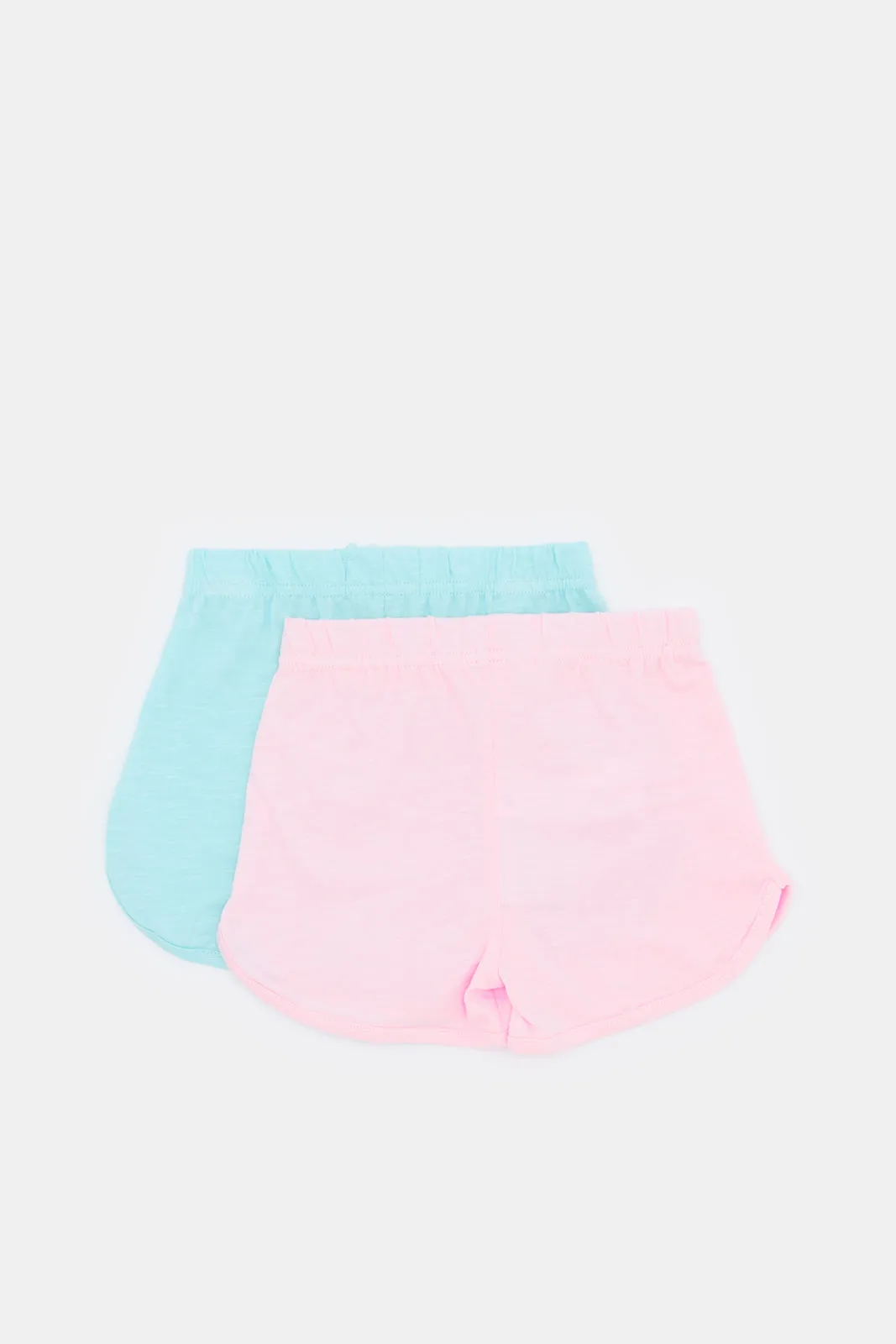 Infant Girls Blue And Pink Plain Short Set (Pack of 2)