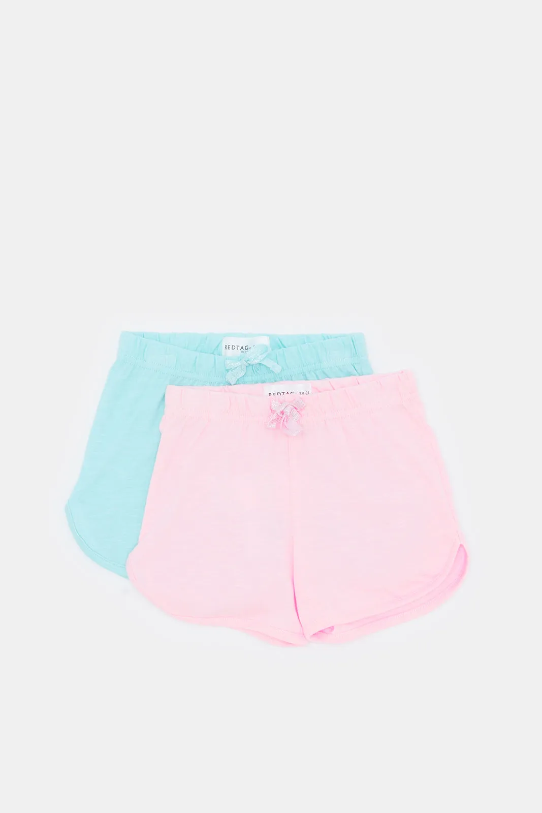 Infant Girls Blue And Pink Plain Short Set (Pack of 2)