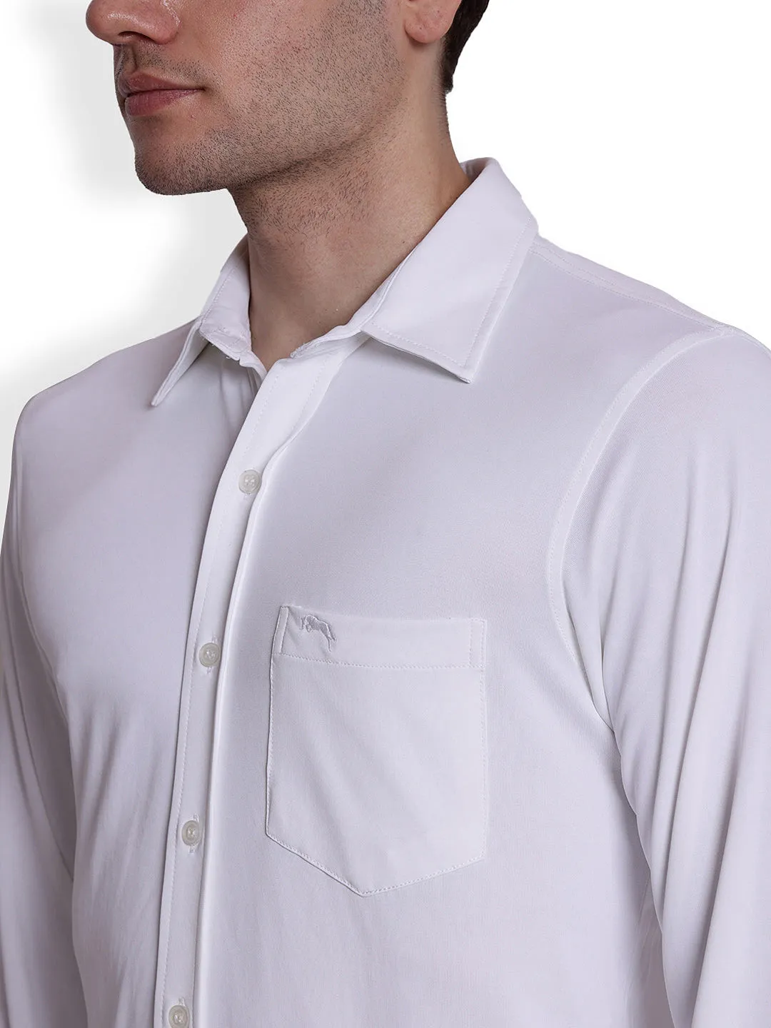 JUMP USA Men White Solid polyester Casual Shirts