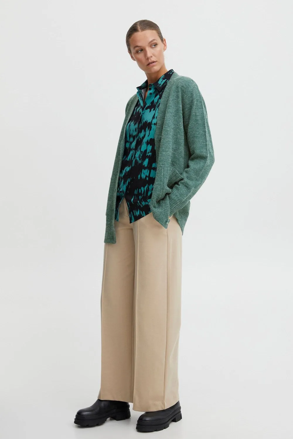 Knitted cardigan Ichi Ihmarat, green