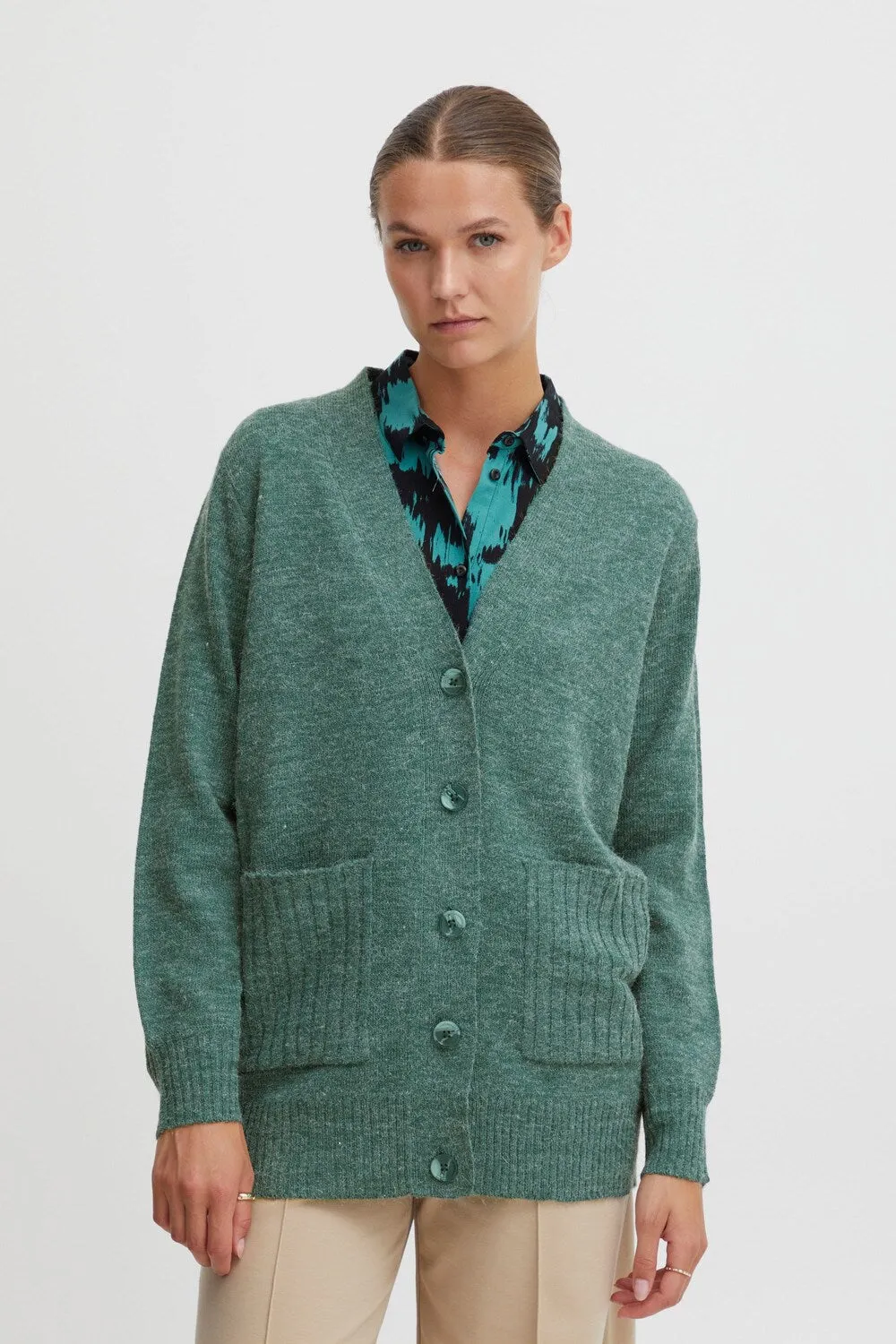 Knitted cardigan Ichi Ihmarat, green