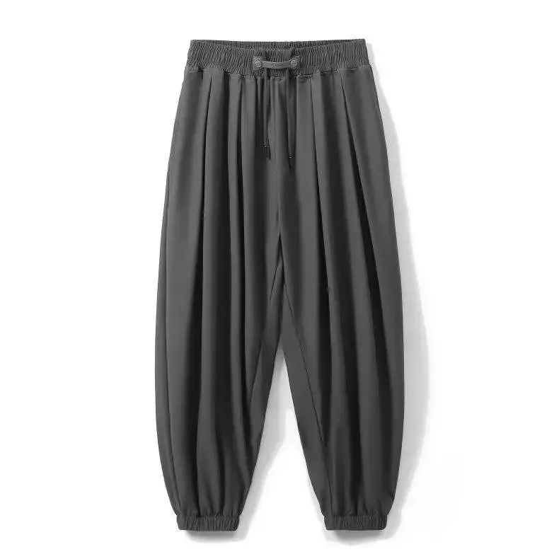 Korean Ice Silk Baggy Pants Streetwear Joggers Harem Pants