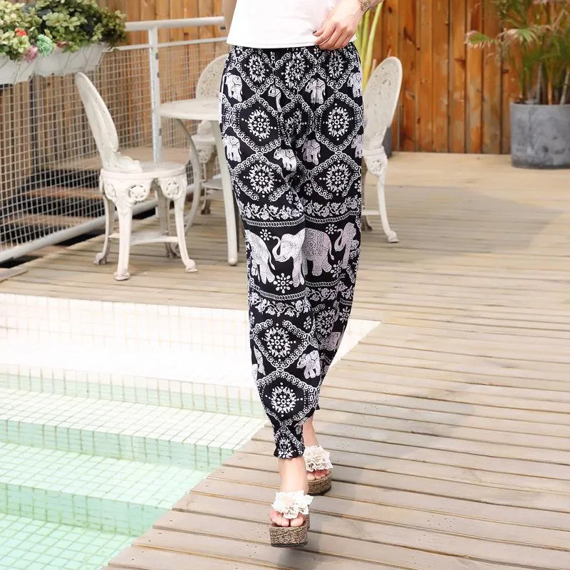 Lantern Pants Bohemian Loose Artificial Cotton Wide Leg Elephant Beach Trousers