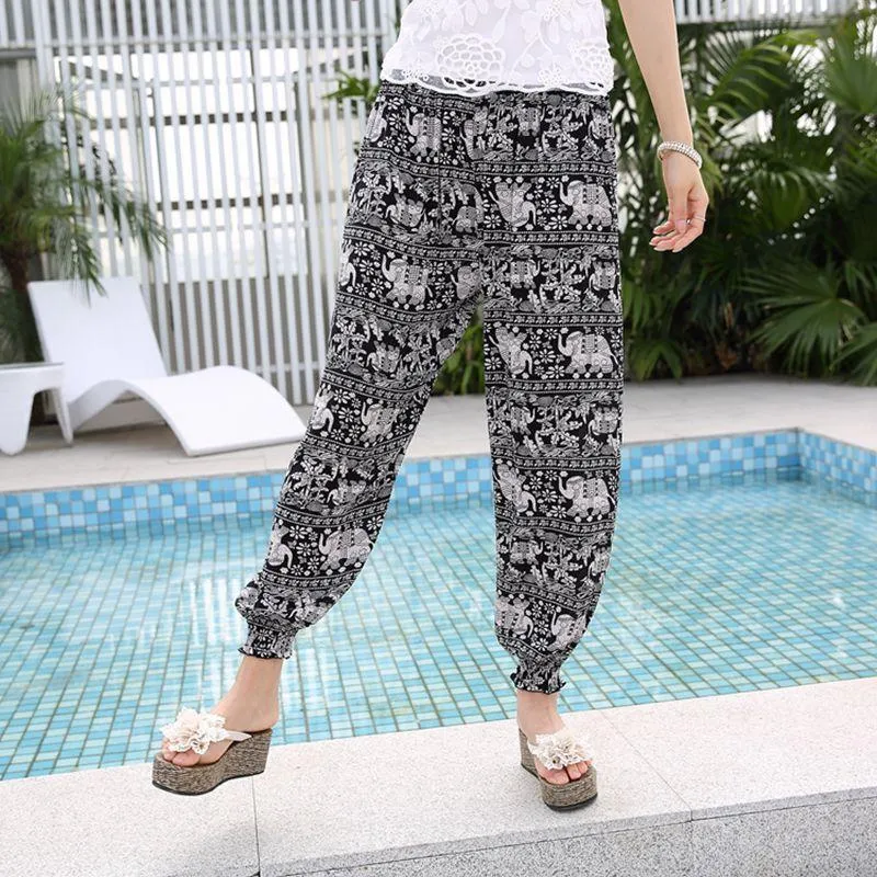 Lantern Pants Bohemian Loose Artificial Cotton Wide Leg Elephant Beach Trousers