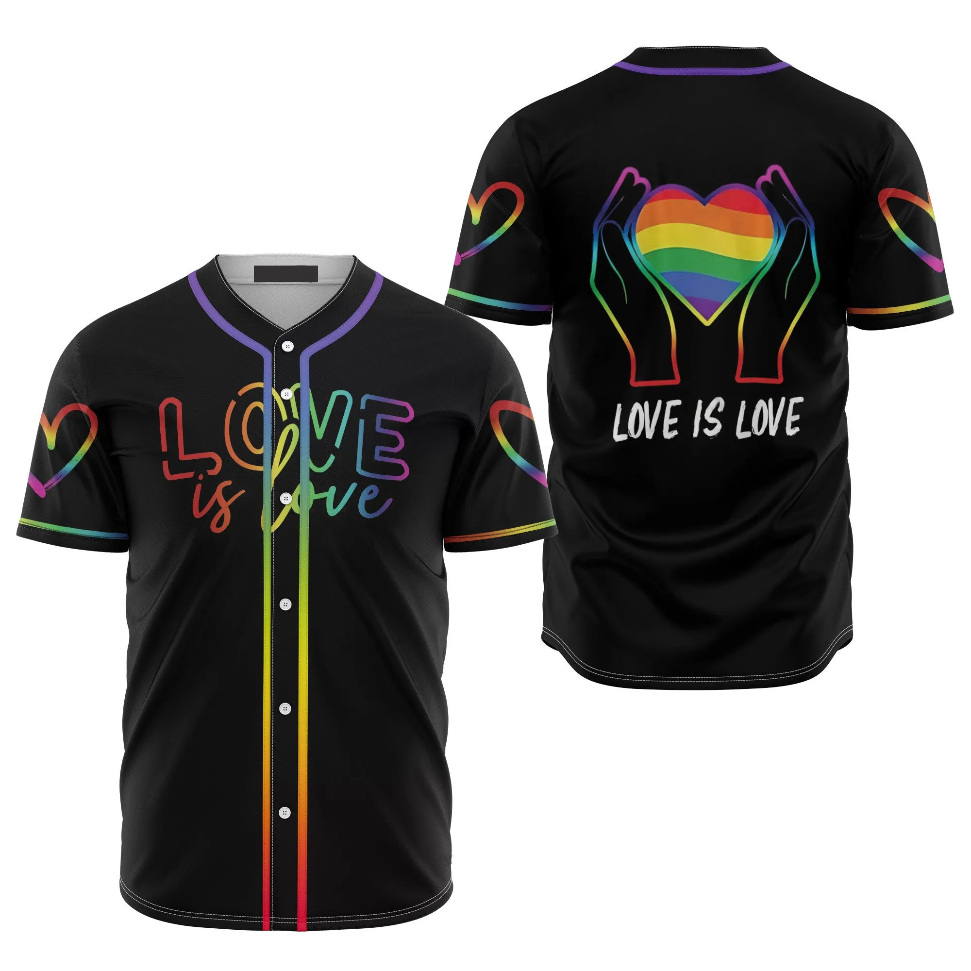 Lgbt Love Is Love Neon 3D Baseball Jersey, Idea Gift for LGBT Pride Month