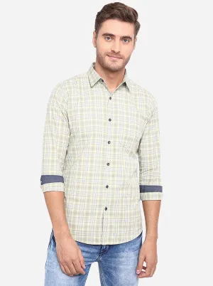 Light Green Checked Slim Fit Casual Shirt | JadeBlue