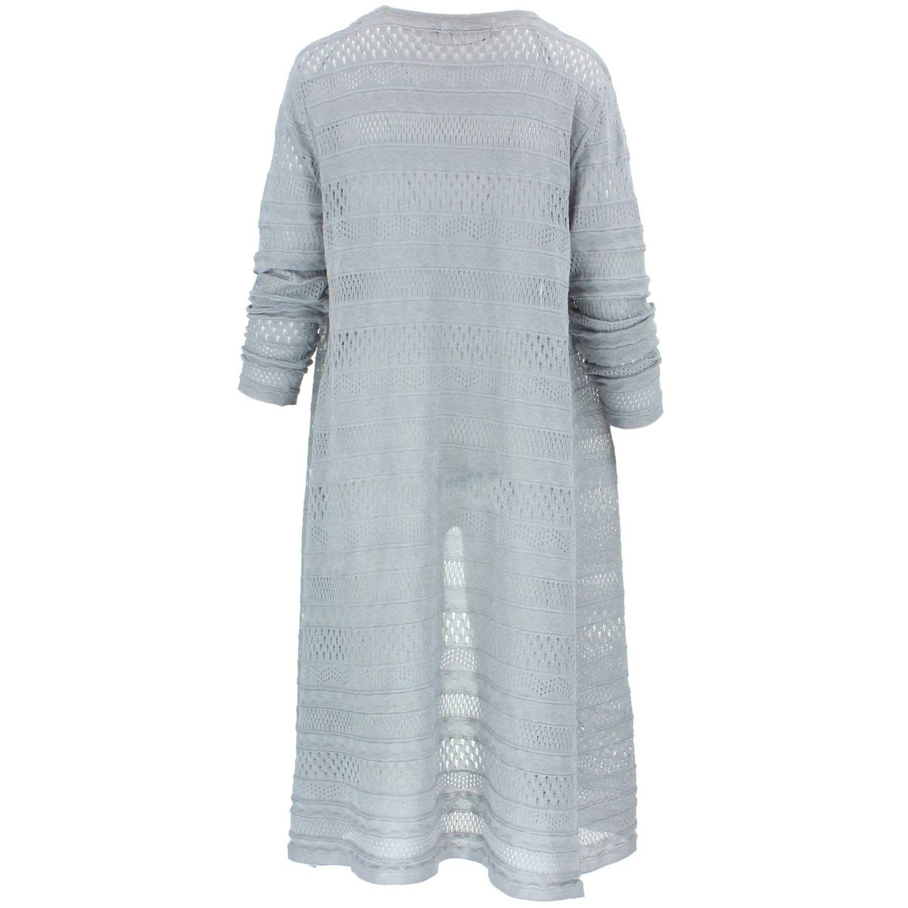 Long Knitted Cardigan - Grey Melange