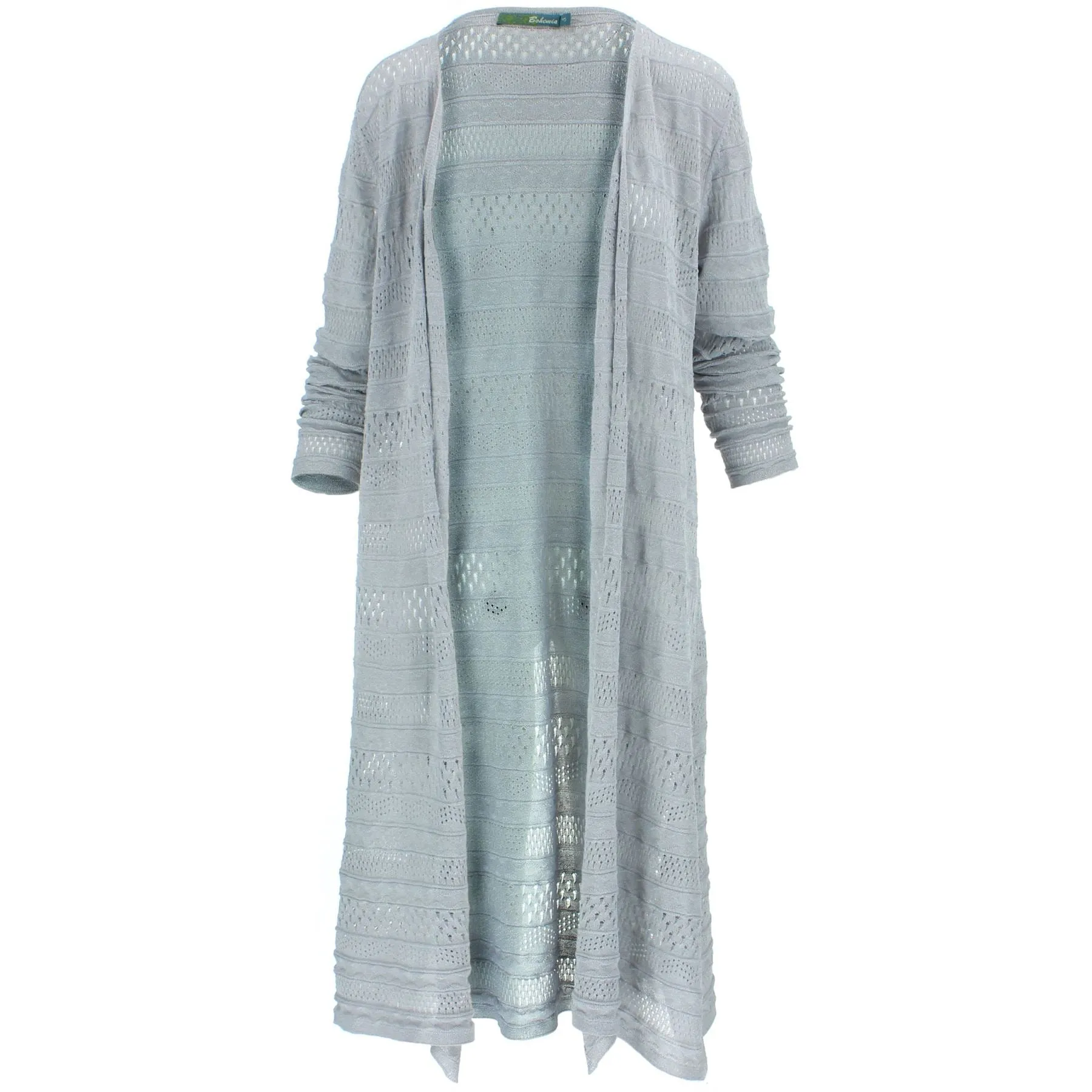 Long Knitted Cardigan - Grey Melange