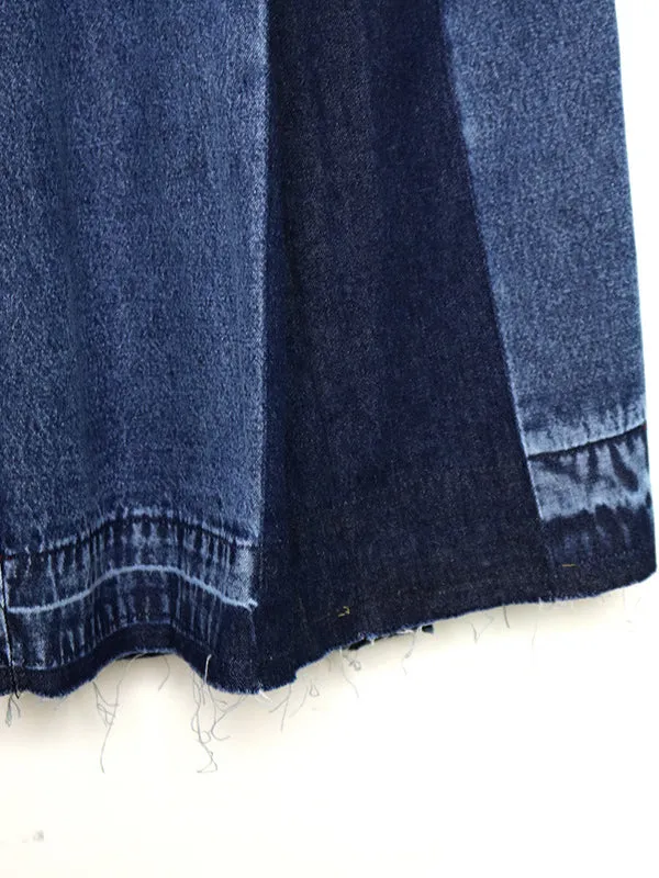 Loose Wide Leg Elasticity Fringed Pleated Jean Pants Bottoms