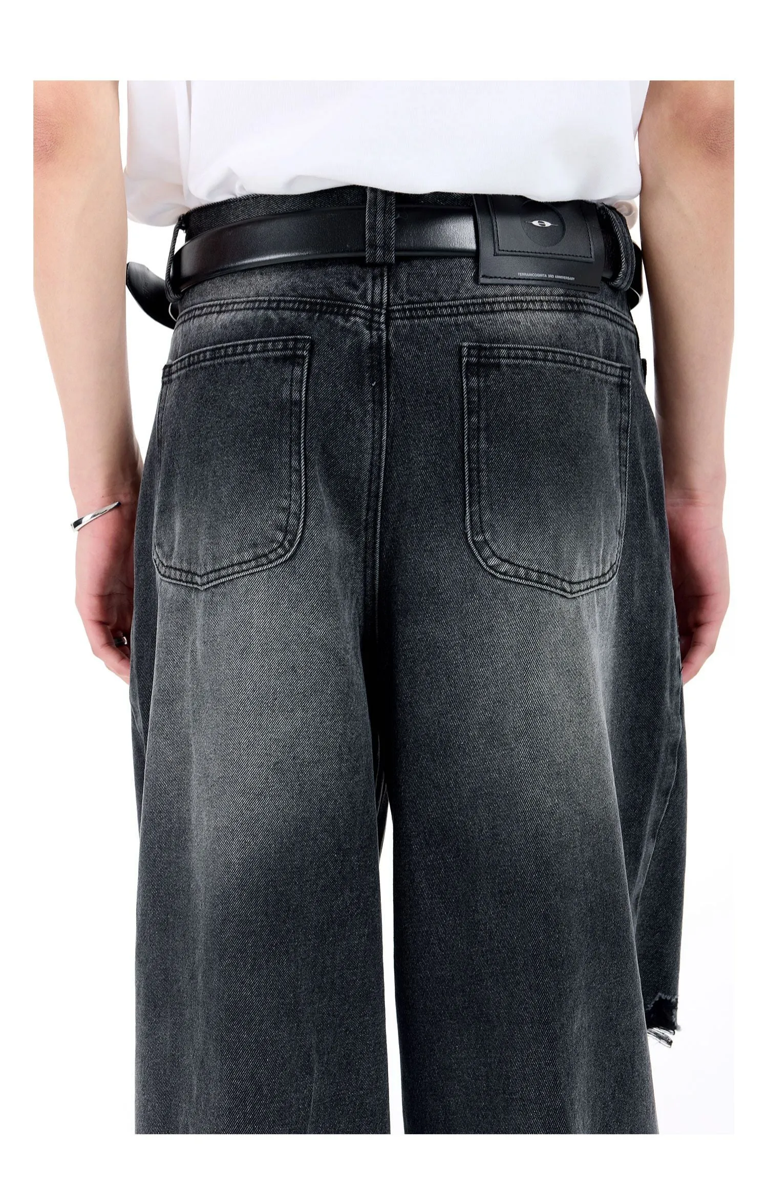 Loose Wide Leg Washed Denim Pants