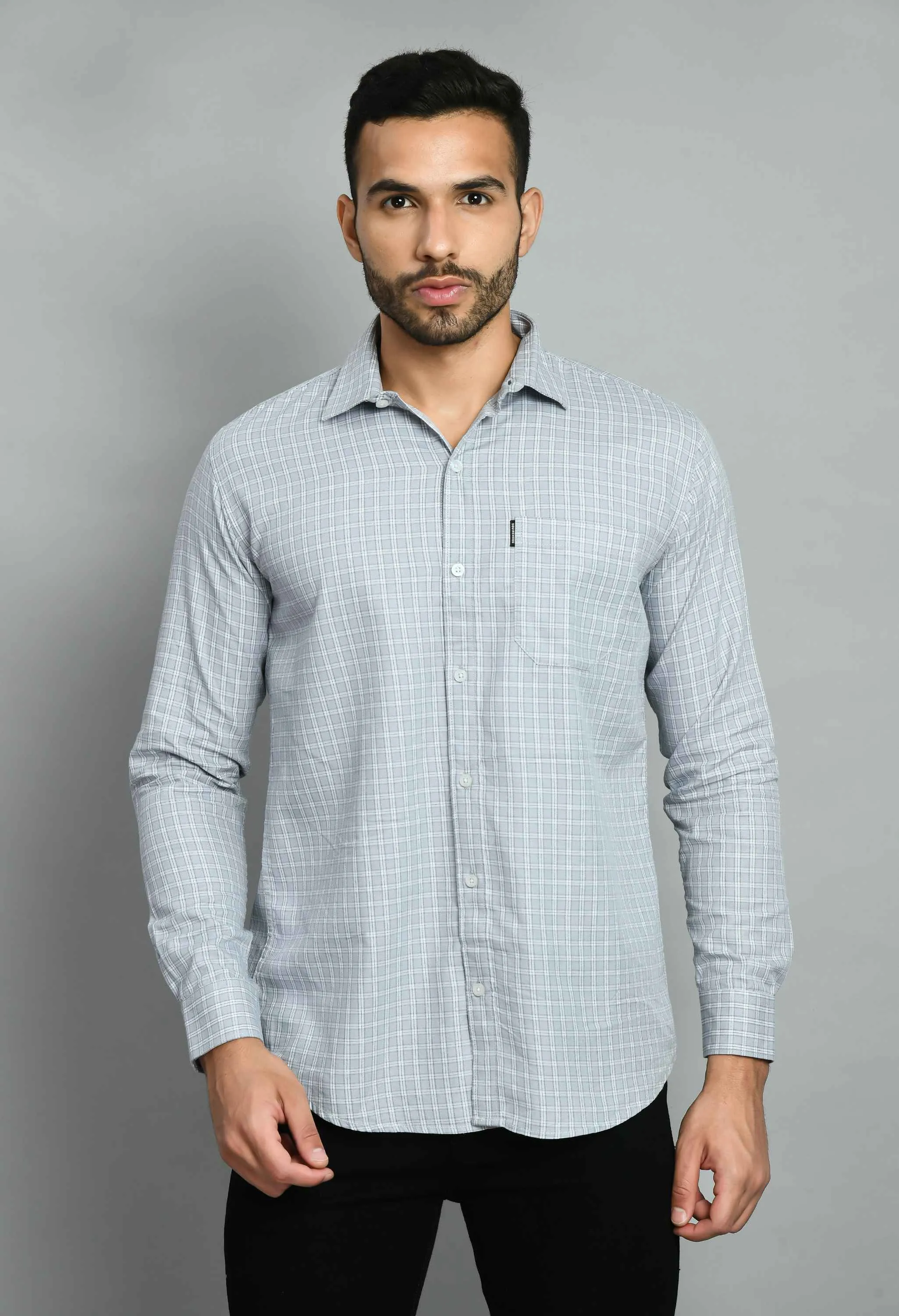 Men's Gray Casual Smart Fit Shirt