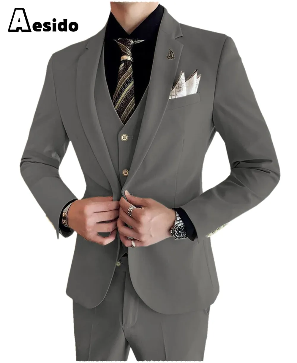 Men's Suit 3 Pieces Notch Lapel Single Buttons Jacket (Blazer vest Pants)