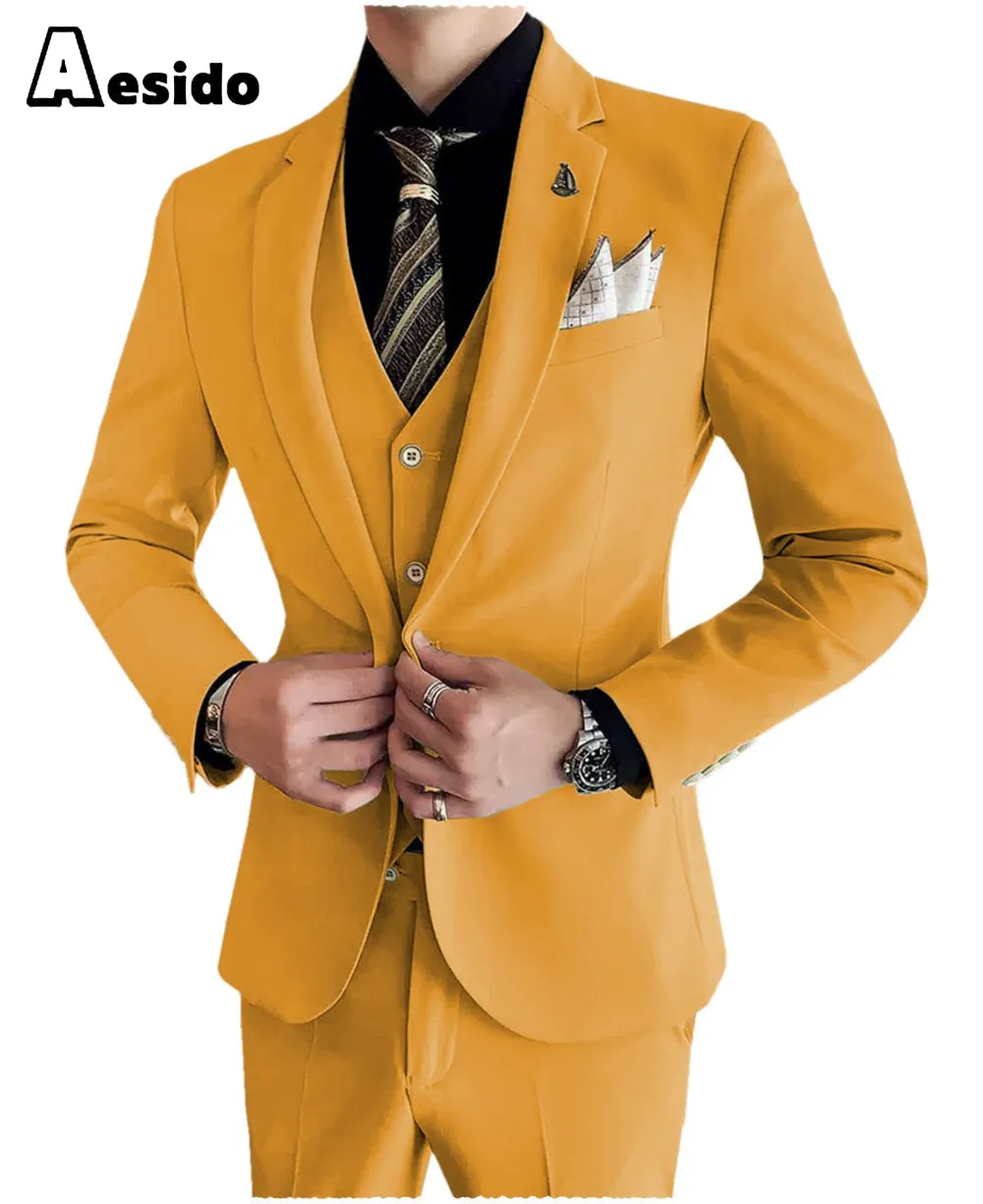 Men's Suit 3 Pieces Notch Lapel Single Buttons Jacket (Blazer vest Pants)