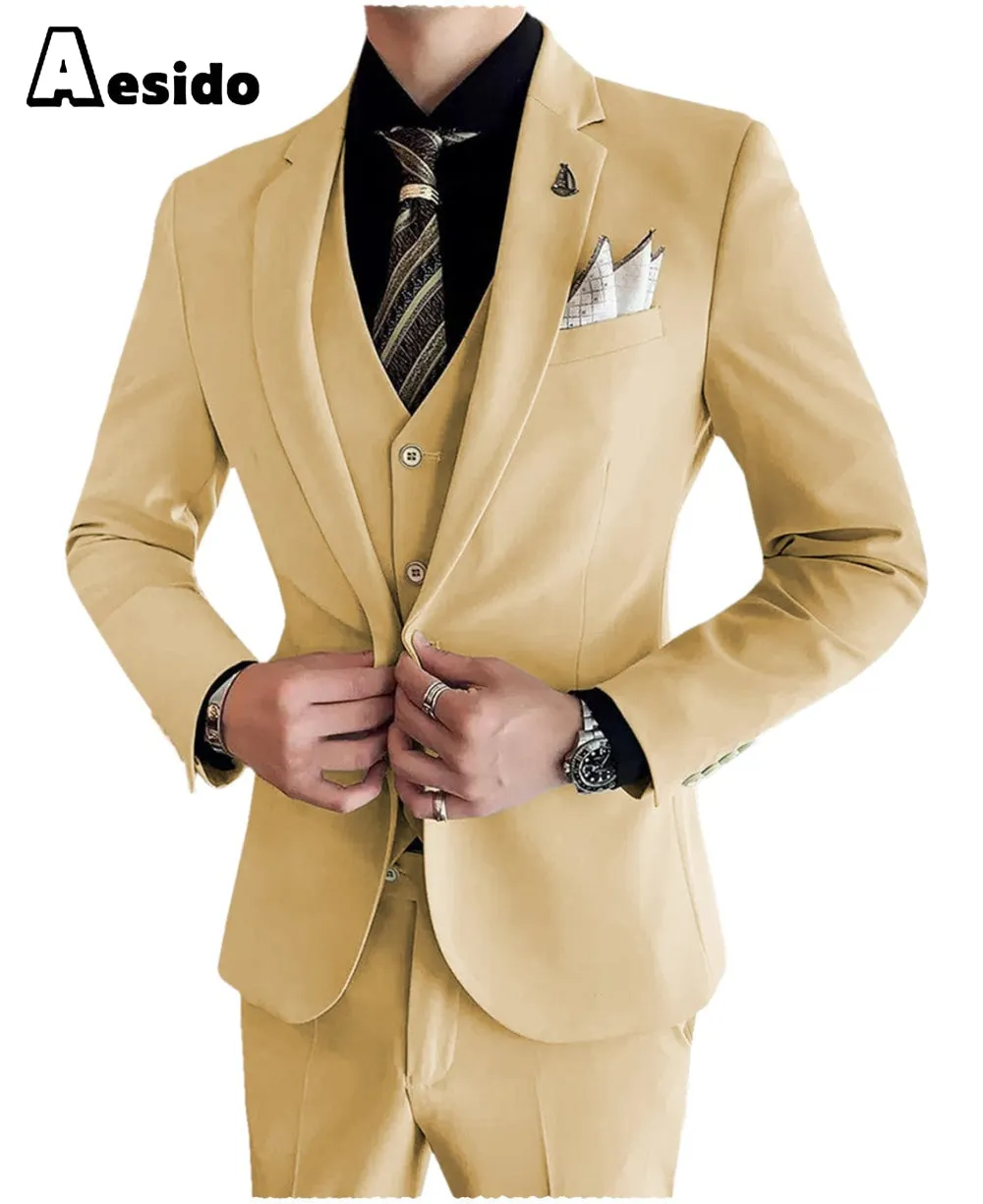 Men's Suit 3 Pieces Notch Lapel Single Buttons Jacket (Blazer vest Pants)