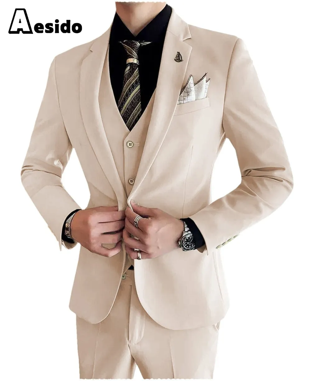 Men's Suit 3 Pieces Notch Lapel Single Buttons Jacket (Blazer vest Pants)