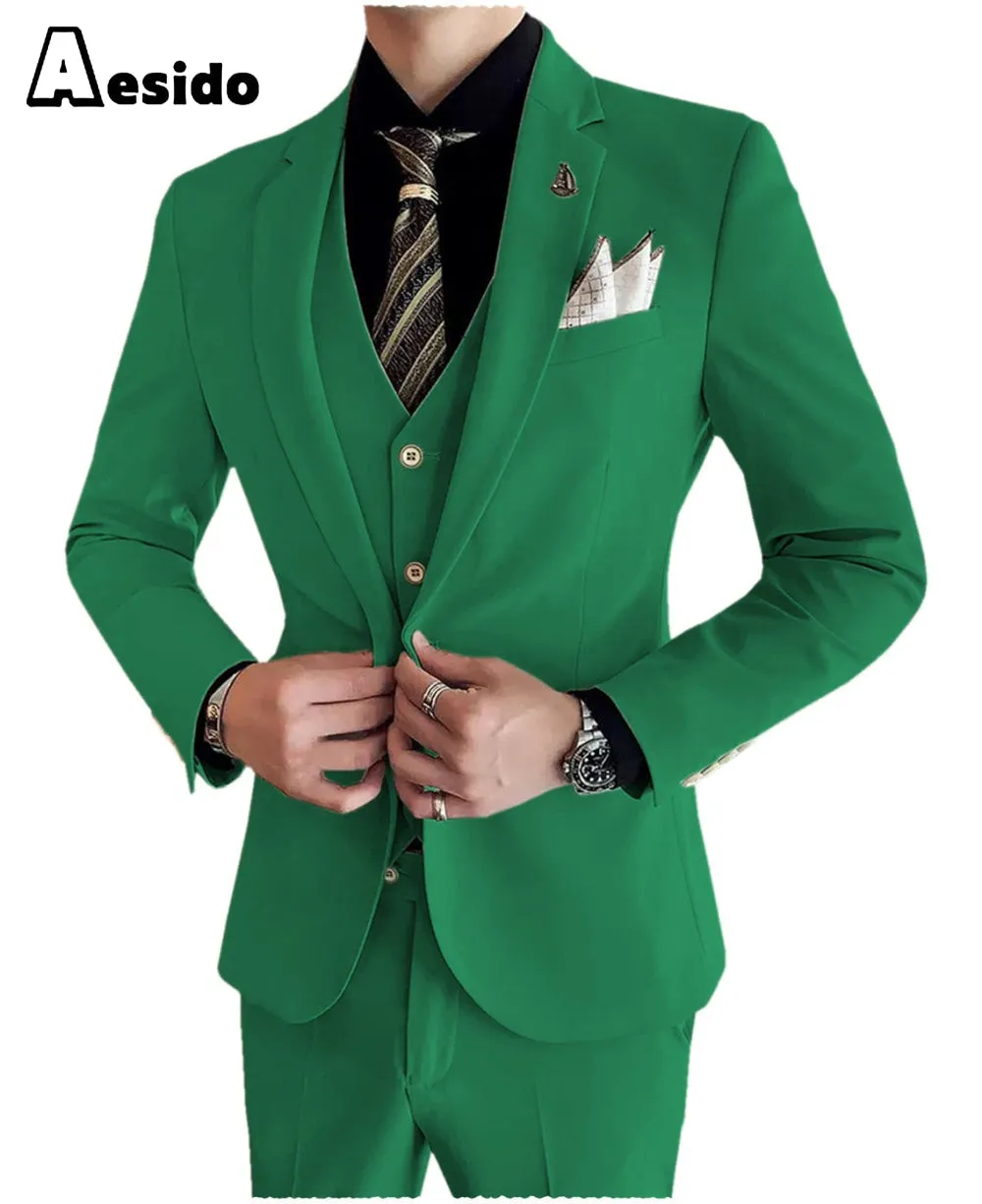 Men's Suit 3 Pieces Notch Lapel Single Buttons Jacket (Blazer vest Pants)