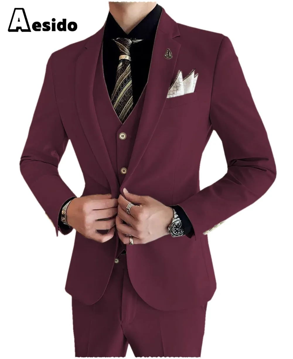 Men's Suit 3 Pieces Notch Lapel Single Buttons Jacket (Blazer vest Pants)