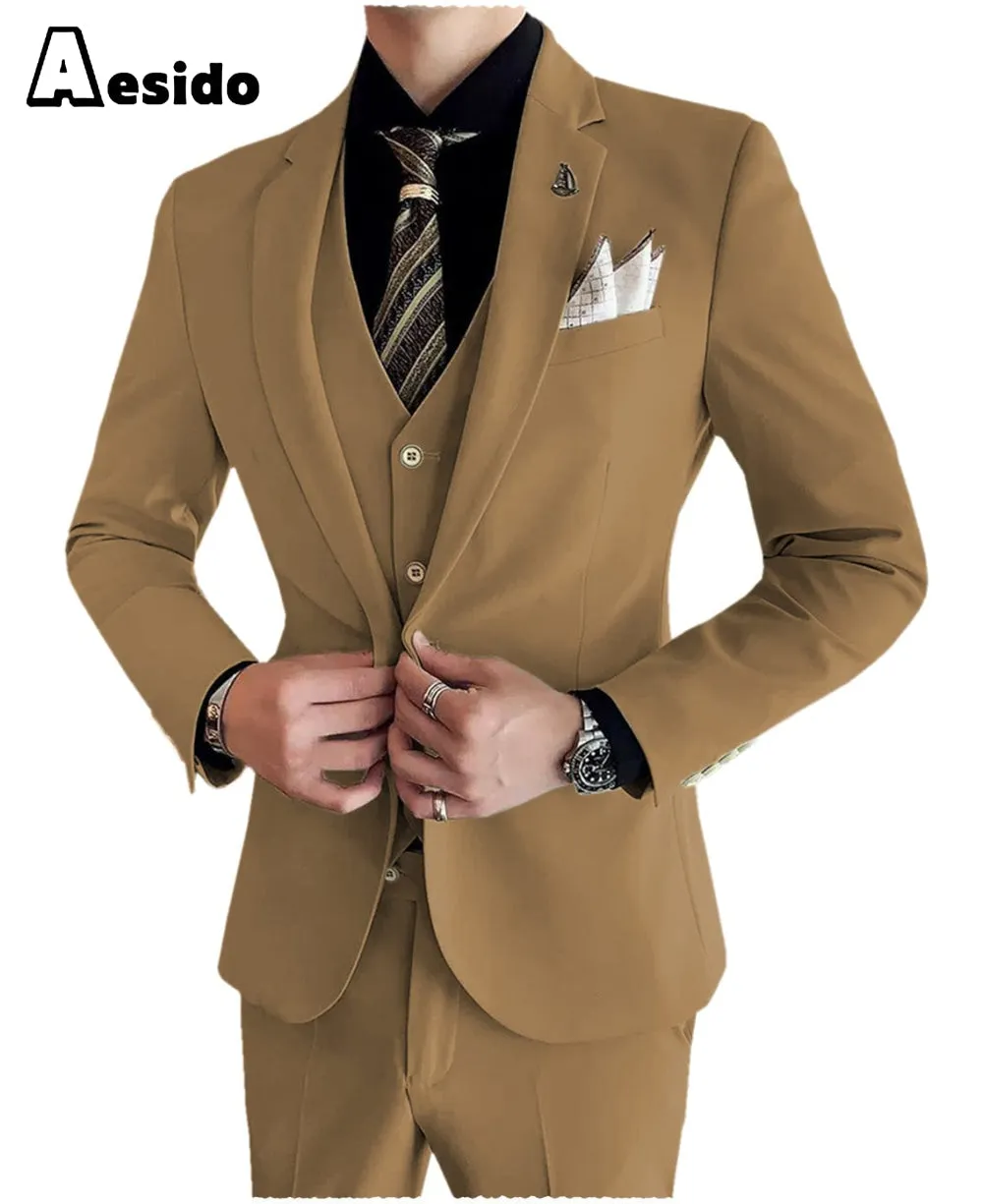 Men's Suit 3 Pieces Notch Lapel Single Buttons Jacket (Blazer vest Pants)