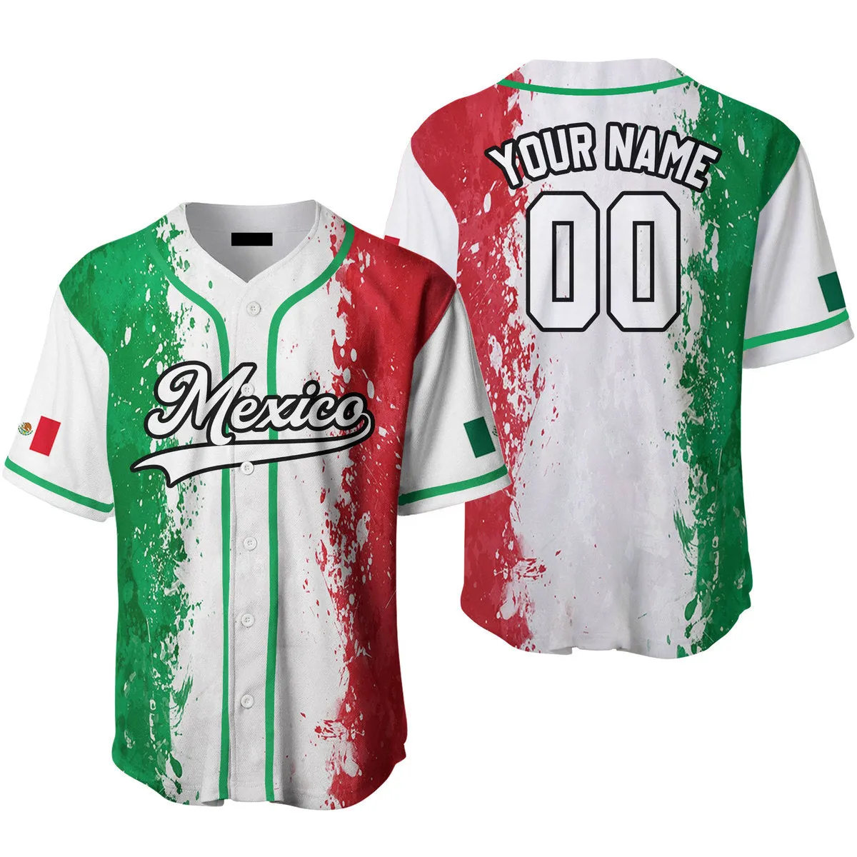 Mexico Colorful White Black Custom Name Baseball Jerseys, Gift for Mexicans, Pride Mexican