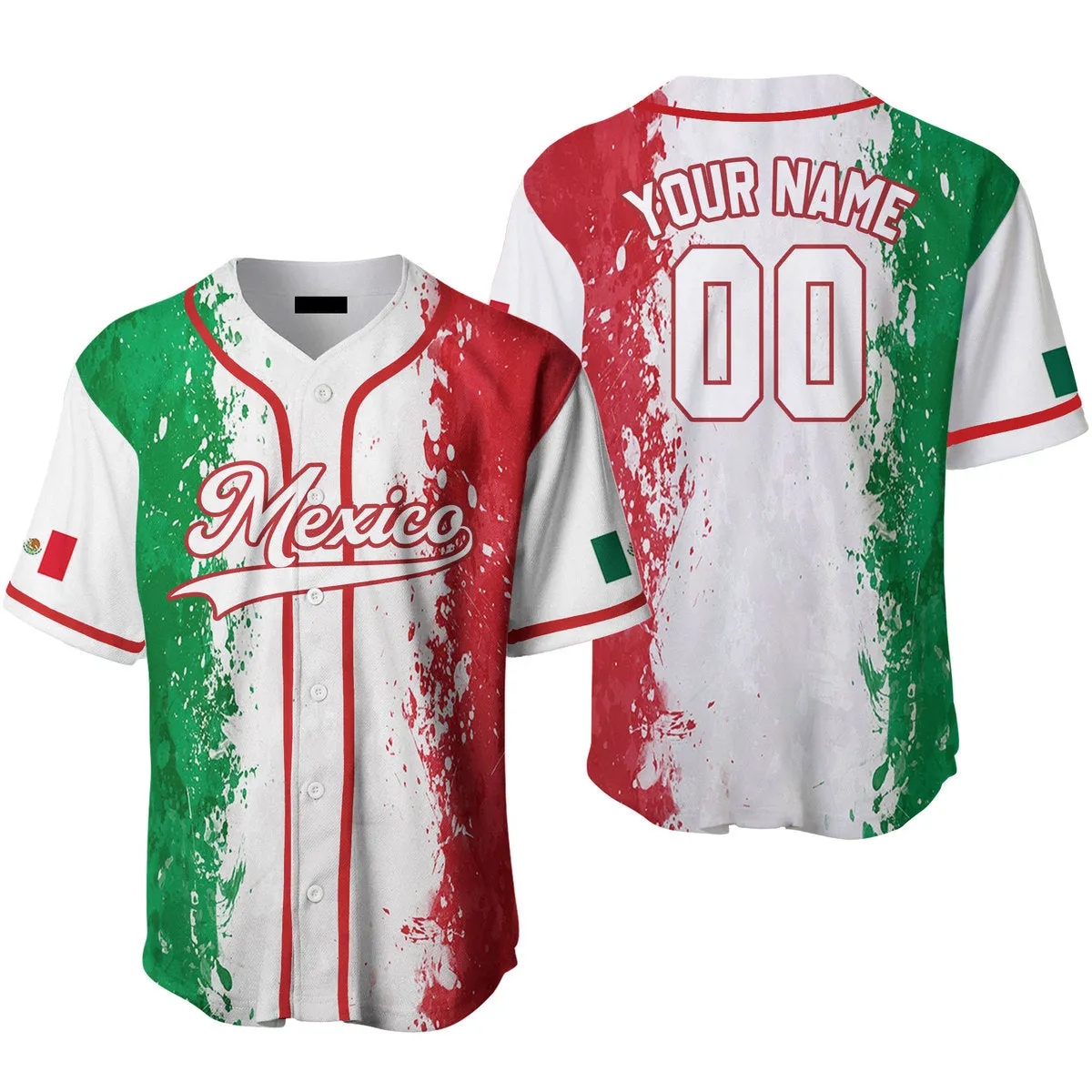 Mexico Colorful White Black Custom Name Baseball Jerseys, Gift for Mexicans, Pride Mexican