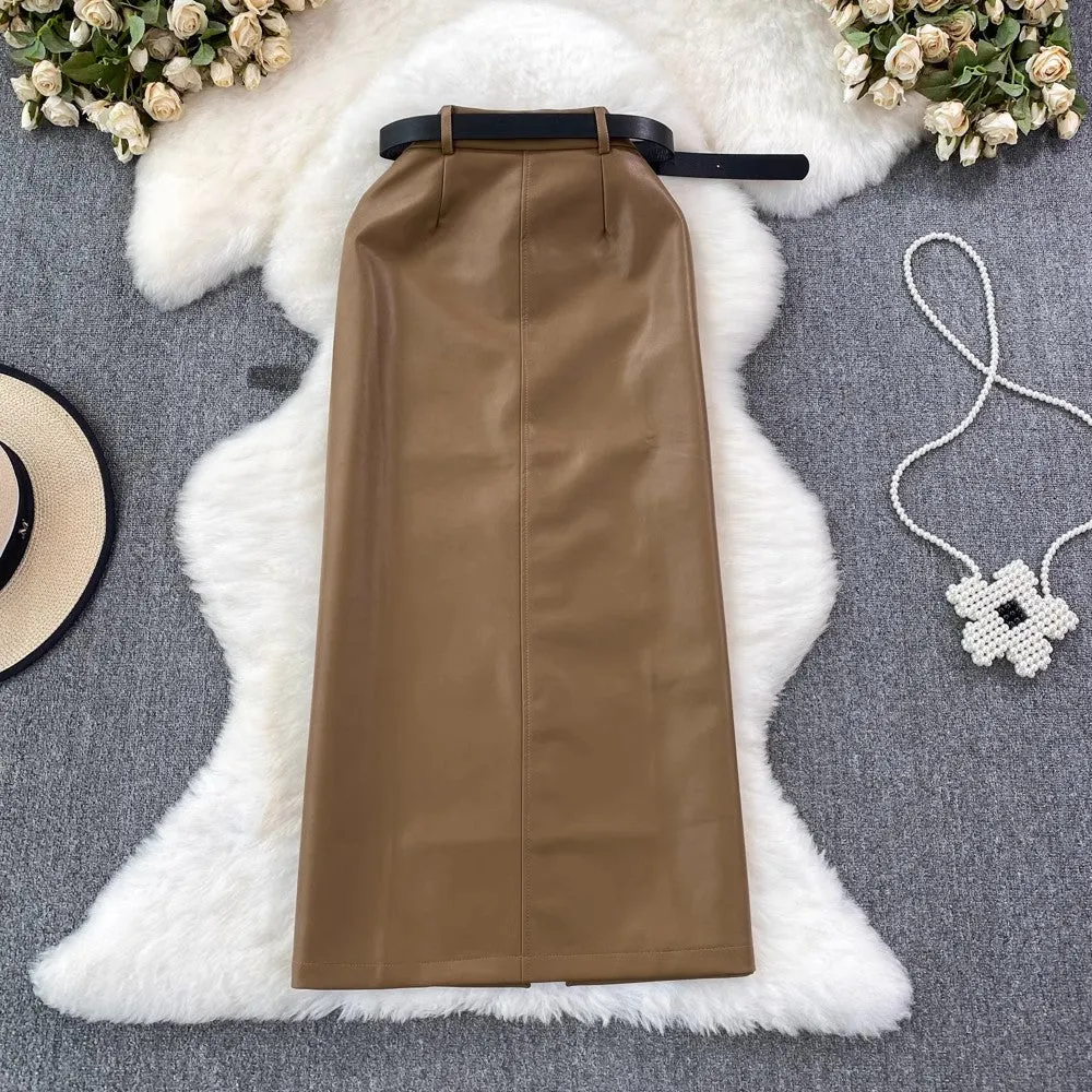 mid-length slit skirt      S4121