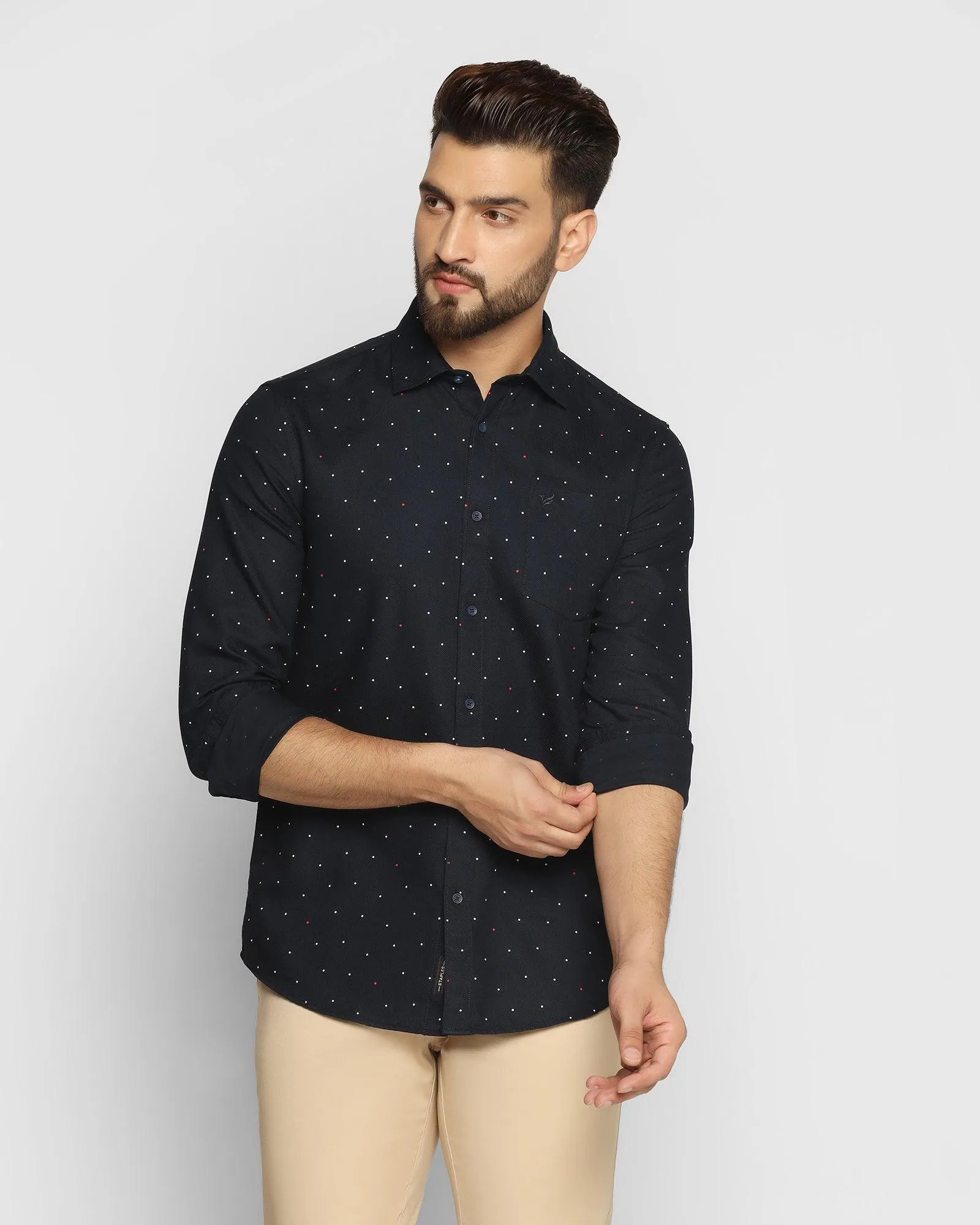 Must Haves Casual Navy Printed Shirt - Cato