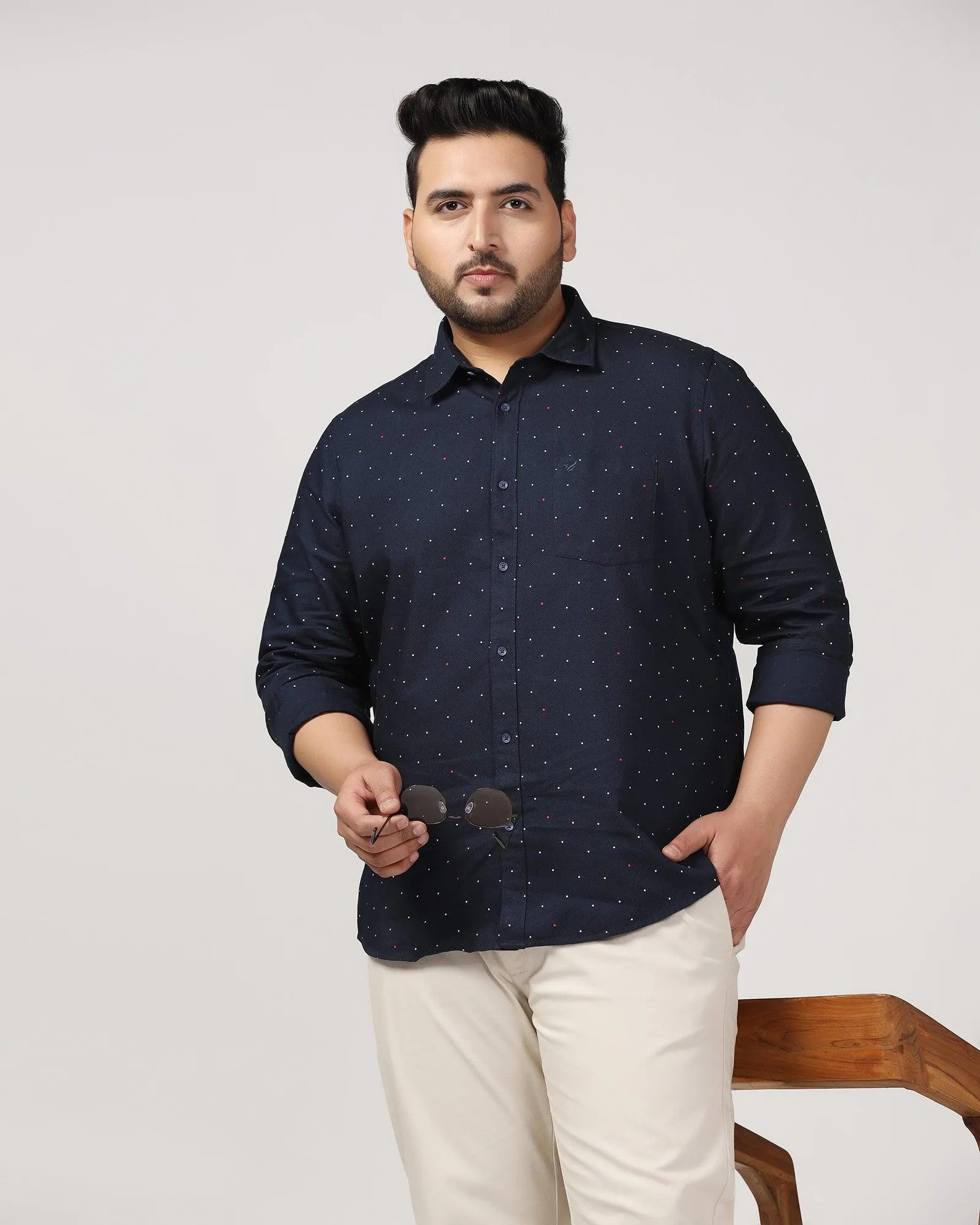 Must Haves Casual Navy Printed Shirt - Cato