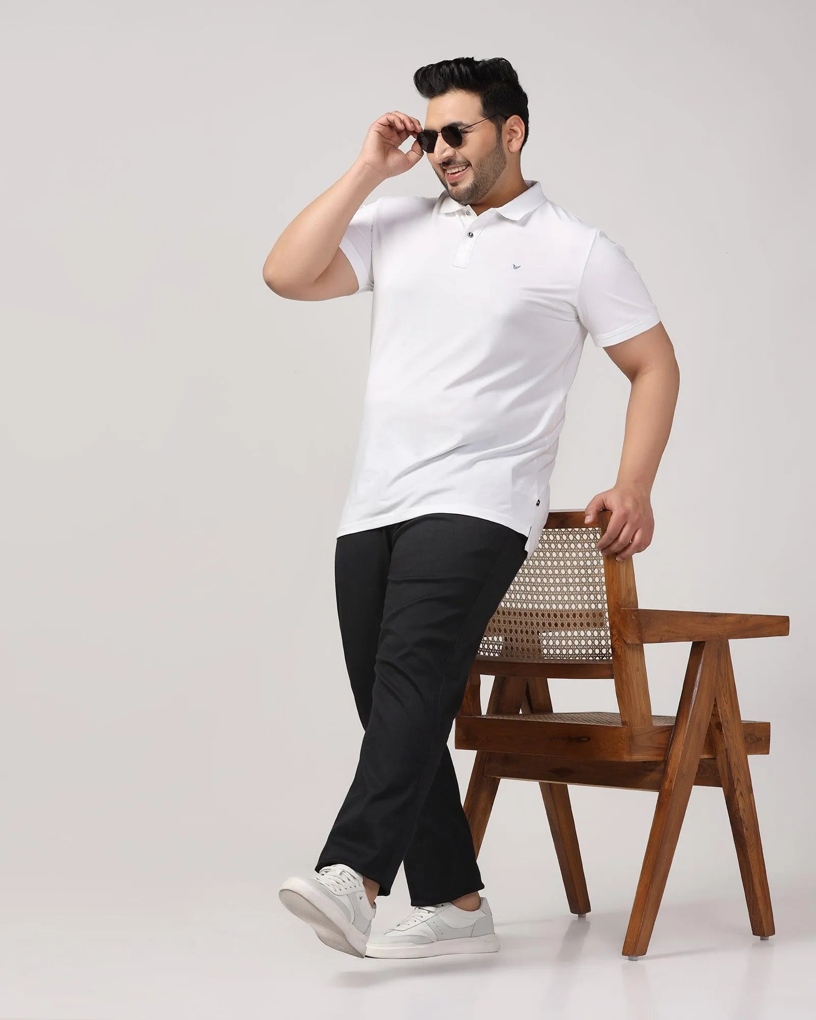 Must Haves Slim Comfort B-95 Casual Black Solid Khakis - Kimon