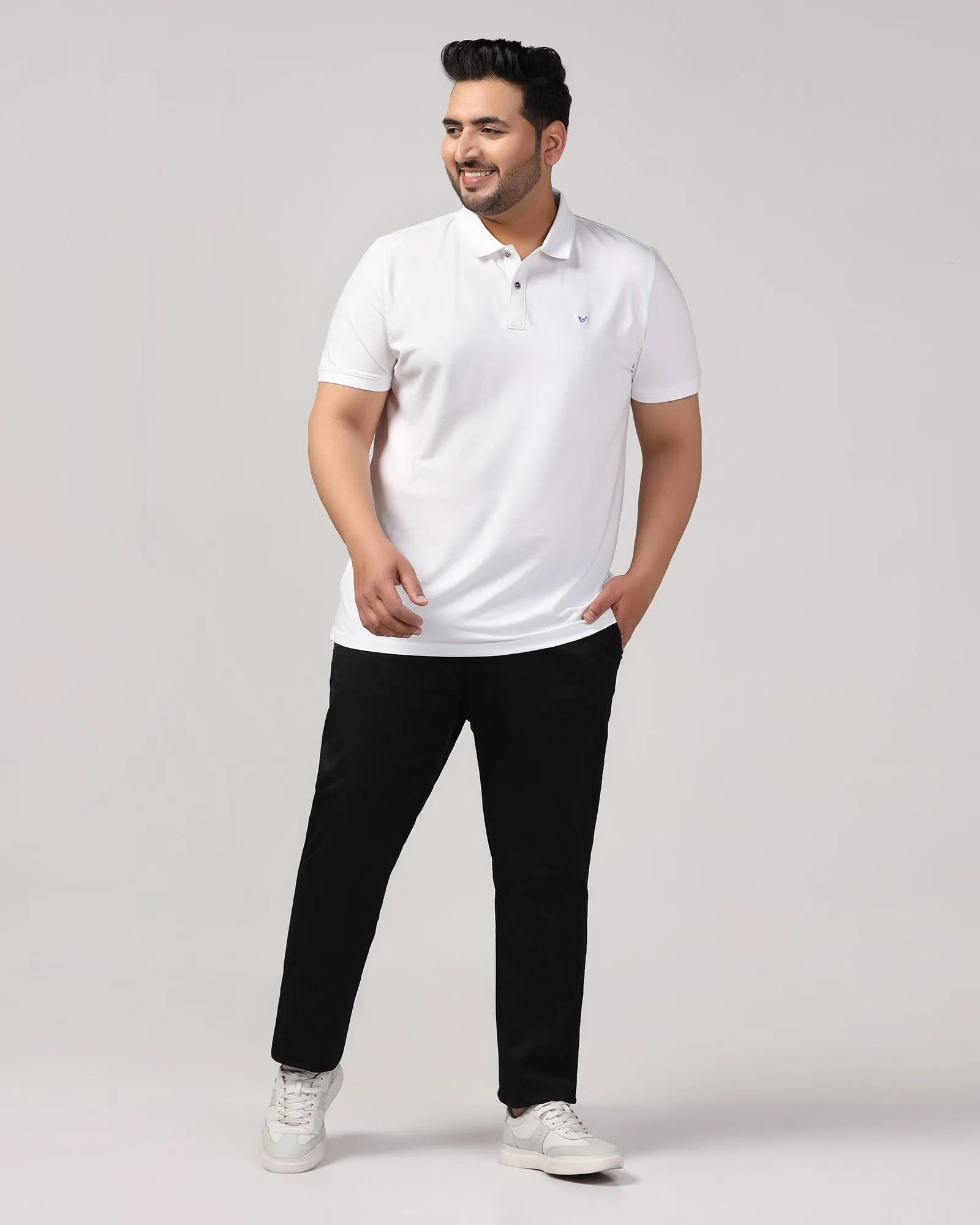 Must Haves Slim Comfort B-95 Casual Black Solid Khakis - Kimon