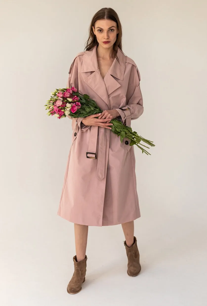 Oversize Trench Coat Powder Pink