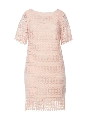 Peach Lace Shift Dress