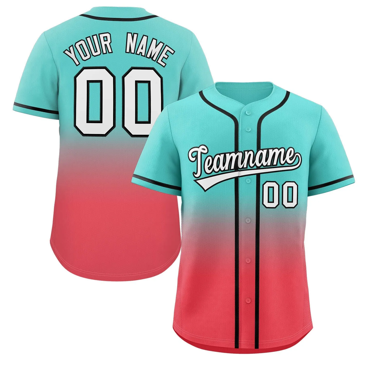 Personalized Baseball Jersey Shirt, 3D All Over Print Gradient Color Design Custom Name Team Number, Idea Baseball Shirt for Fan