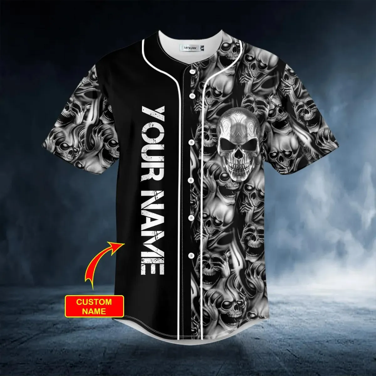 Personalized Tribal Tattoos Metal Skull Custom Baseball Jersey