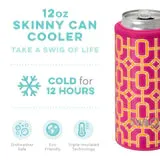 Pink Bamboo Trellis Skinny Can Cooler 12 oz