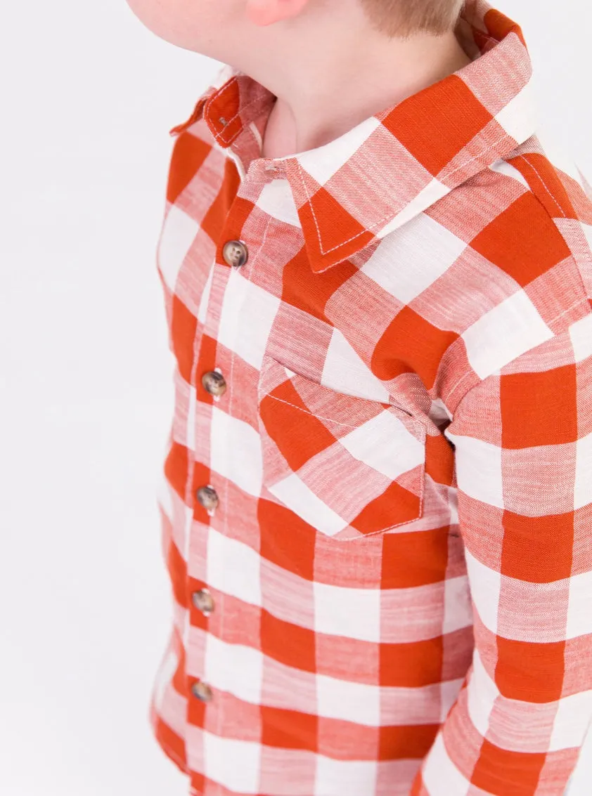 Plaid Long Sleeve Button Down Shirt