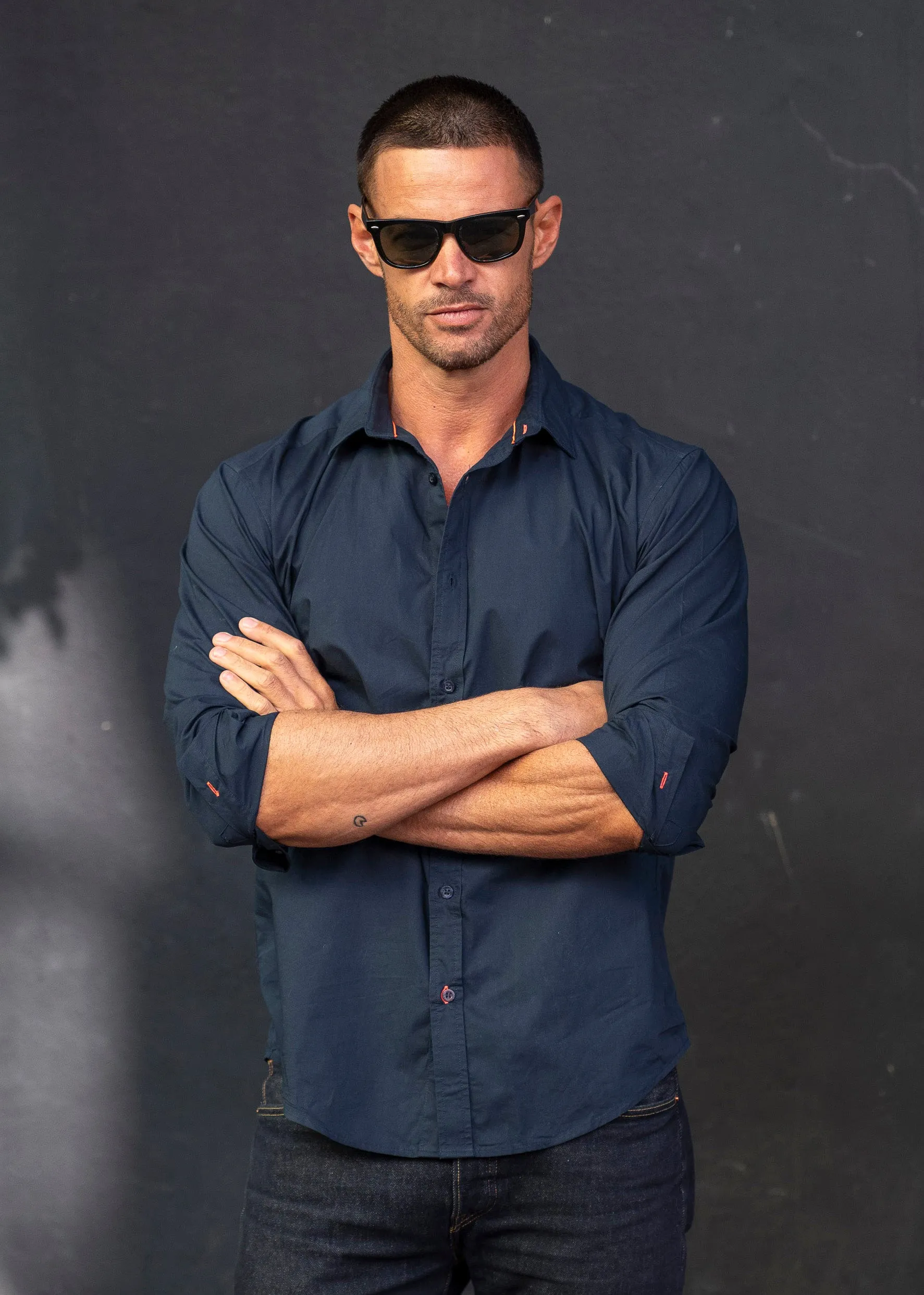 Plain Poplin Mens' Organic Cotton Shirt in Navy