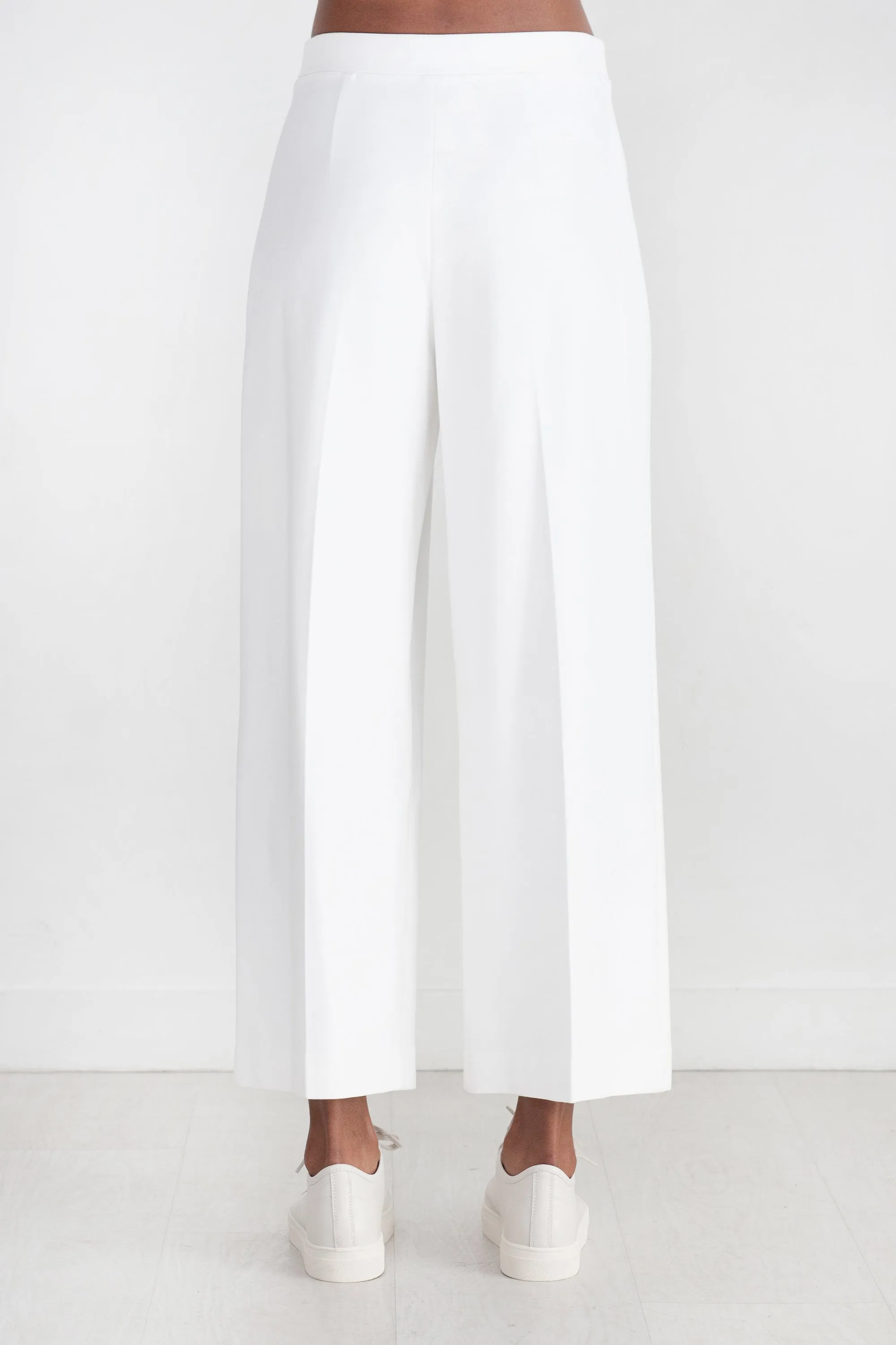 Pull On Cropped Straight Pant, White