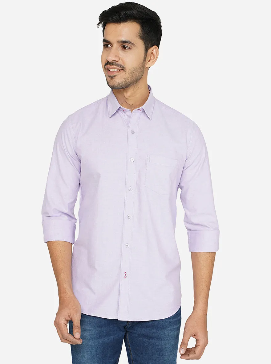 Purple Solid Slim Fit Casual Shirt | JadeBlue