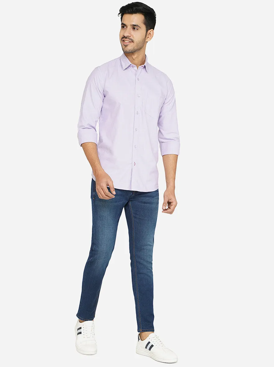 Purple Solid Slim Fit Casual Shirt | JadeBlue