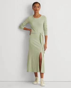 Ribbed Long-Sleeve Dress In Green