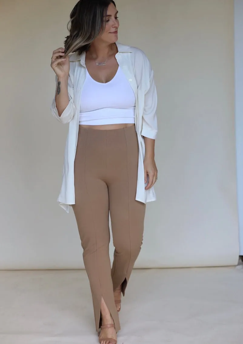 Roundabout Front Slit Flare Pants