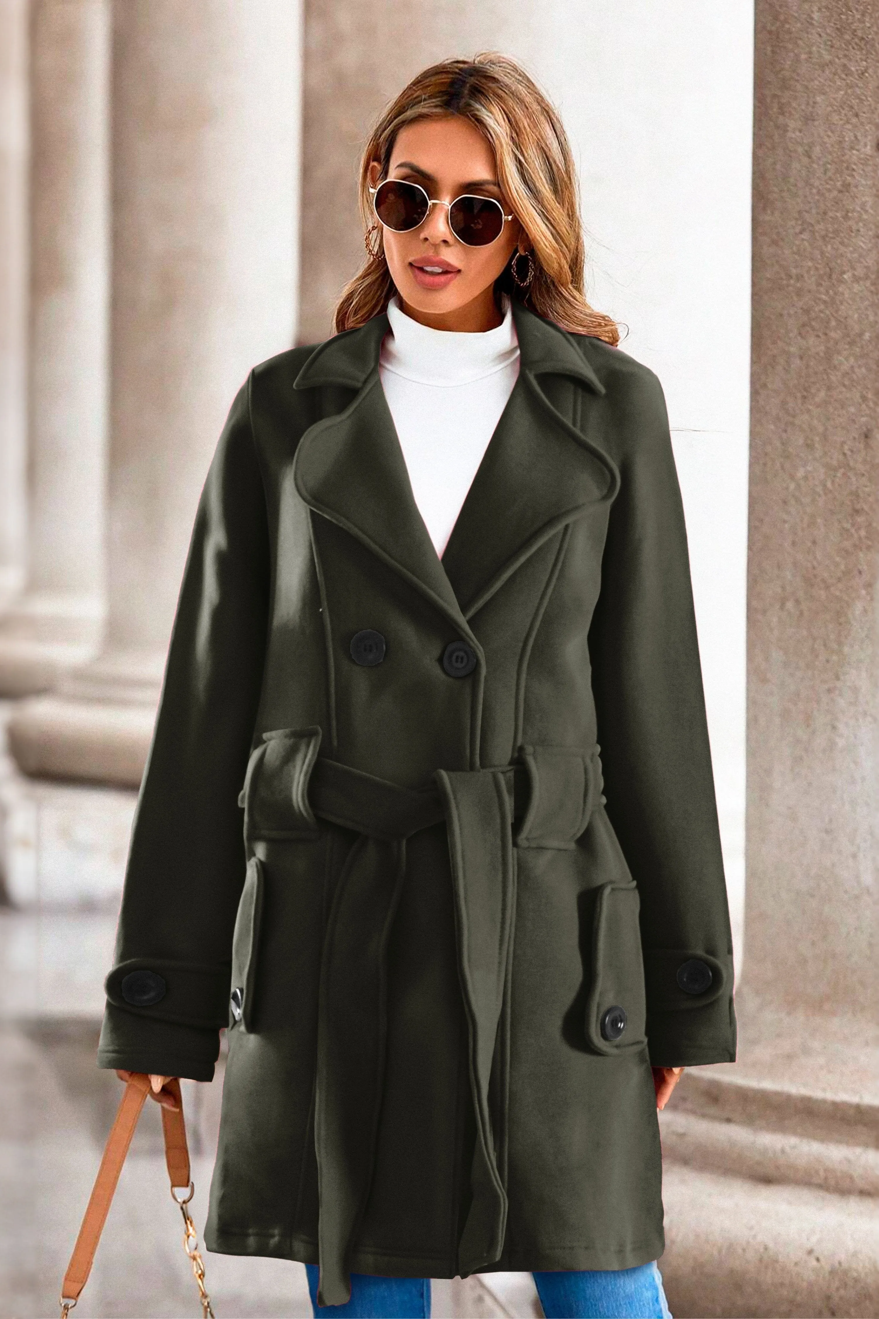 RSG Women's Fleece Long Trench Coat